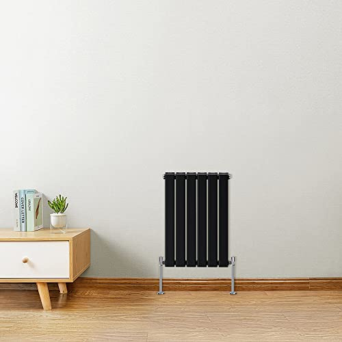 Warmehaus Horizontal Modern Radiator Flat Panel Double Black 600x410mm | Designer Central Heating Wall Radiator, for Bathroom Kitchen Hallway Living Room, Small Radiator, Column Radiator