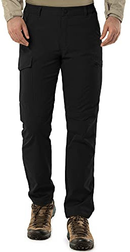 33,000ft Wanderhose Herren Wetterfest Outdoorhose Atmungsaktiv Cargohose Trekkinghose Winddichte Arbeitshose Männer Funktionshose mit 6 Taschen für Outdoor Reisen Camping Schwarz 32W/32L