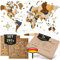 WOW WOOD Premium Wanddeko 3D Weltkarte Holz in Deutsch mit Pins | Werkzeuglose Wandmontage | Eine Geschenkidee für jede Gelegenheit | Wand deko Holz für Wohn- und Büro Deko (Mehrfarbig, 213x113 cms)