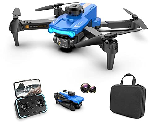Goolsky Dron Drones Con Camara 4k LSRC XT2 2.4G WIFI Detección de Obstáculos,Dron Profesional Cuadricóptero, Plegable con 1 Baterías, para Niños Principiantes Adultos, Azul