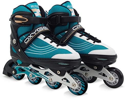STAMP Unisex-Adult Patins en Ligne Ajustable semi-Soft SKIDS Control Oxygen T. 42-45, Blue-Black