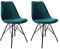Kick Collection 2er Set Esszimmerstühl Velvet - Samt - Blau - Modern und Hochwertig - Samtstoff und Metall - Erhältlich in vielen Farben