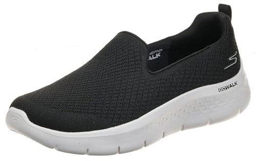 Skechers, GO Walk Flex Ocean Sunset Mujer, Ribete Blanco Textil Negro, 37.5 EU