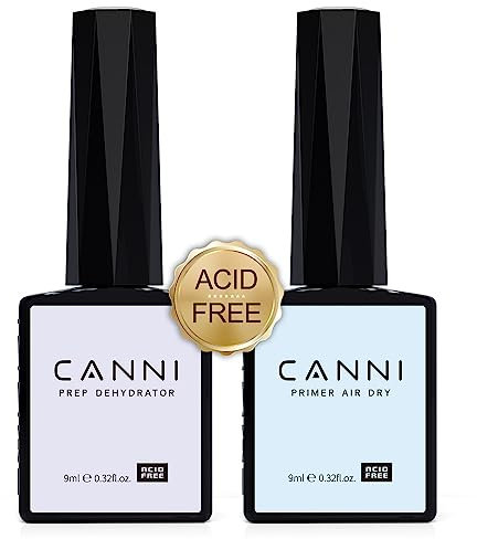 CANNI Nail Primer ongle gel uv et Déshydrateur pour Vernis Semi Permanent Set Ongle professionnel Primer en acrylique Acid Free Primer et desydratateur ongle
