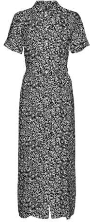 VERO MODA Vmeasy Joy S/S Robe Longue WVN GA Chemise, Noir, XL Femme