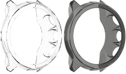Feysentoe 2 Pieces Coque Compatible avec Suunto 9/9 baro,TPU Ultra Étui Dur de Anti-Rayures Watch Coque.(Noir + Transparent)