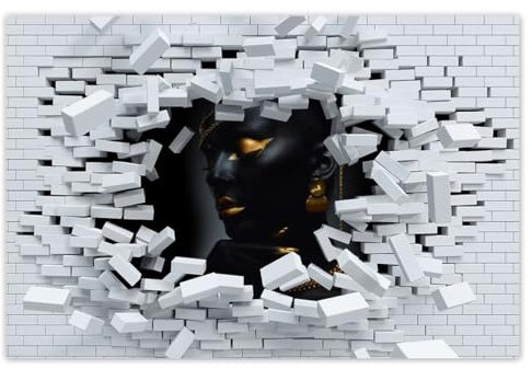 H8890M_WGPL1B Foto-Poster, Motiv Frauengesicht in Gold, 120 x 80 cm