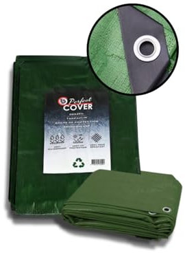 Perfect Cover Bache de Protection Exterieur en Polyéthylène 80g/m² Bache pour Serre Imperméable et Résistante Revêtue des Deux côtés avec Oeillets en Aluminium Couverture Étanche pour Jardin, 6x8m