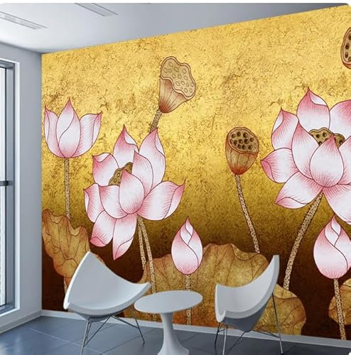 MOBYAT Wall Papers Home Decor Flower Lotus Water Lily Wallpapers for Living Room Murals,3D,350x245cm