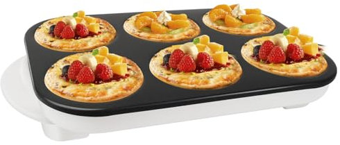 AEWHALE Crêpes électrique avec 6 Trou,1500W,Revêtement antiadhésif,Cuisson rapide Pour Mini-Crêpes Blinis| Mini Crêpe | Cuisson des Omelettes, du Bacon, des Hamburgers