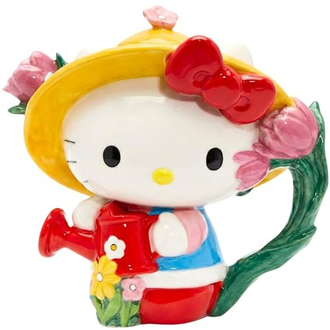 Blue Sky Clayworks Hello Kitty Teapot, Ceramic, 8 L x 5 W x 8 H, Sunny Watering-Can Pour