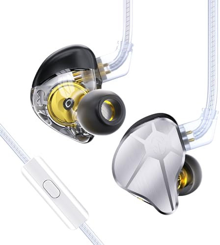 CCZ BC04 in-Ear Monitors, 10MM CNTD Dynamic Driver+Customize Balanced Armature Hybrid Wired Earbuds in-Ear Earphones Musicians in Ear Headphones with Detachable Cables, Noise-Isolating Earbuds