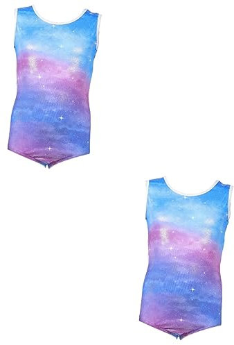 SHERCHPRY 2pièces Justaucorps De Gymnastique Pour Filles Léotard Sans Manches Avec Jupe Confortable Et Extensible Pour Danse Et Entraînement