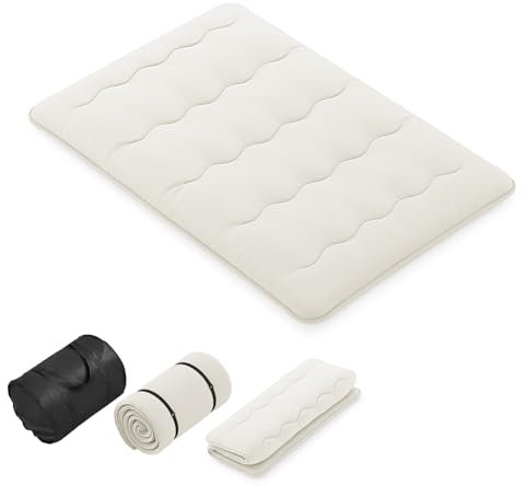 GOPLUS Bodenmatratze Tatami, Futon-Matratze mit waschbarem Bezug, Tatami-Matratze mit Tragetasche, Campingmatratze, gepolsterte Matratze für Schlafzimmer, Wohnzimmer & Camping (Beige, 200 x 140cm)