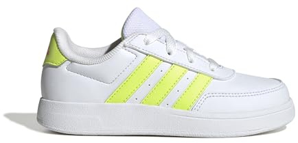 adidas Unisex Kids Breaknet Lifestyle Court Lace Shoes, FTWR White/hi-res Yellow/Beam Pink, 2 UK
