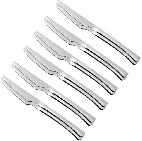Tradineur - Pack de 12 Cuchillos Chuleteros, Acero Inoxidable, Cubiertos Clásicos de Mesa, Aptos para Lavavajillas - 22 cm