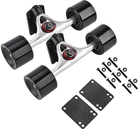 NOENNULL Skateboard-LKW und Räder, 2-teiliges Skateboard-LKW mit Skateboard-Rollen, Skateboard-Lager, Skateboard-Hardware, schwarzes Rad