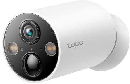 TP-Link Tapo Smart Home Telecamera di Sicurezza Alimentata a Batteria, Wireless, 2K QHD, IP66, Batteria 10000mAh, FOV Super-Wide 150°, Visione Notturna a Colori, Rilevamento AI, Slot per Scheda