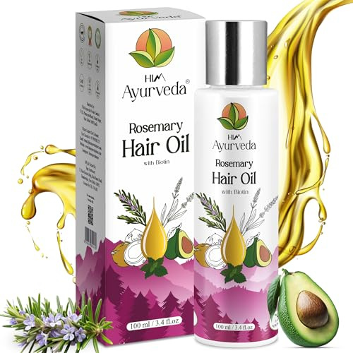 HIM Ayurveda Rosmarin-Haaröl, ayurvedisches Haaröl, für Damen und Herren, stärkt und verdickt das Haar, SLS- und Parabenfrei, 100 ml (1 Stück)