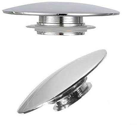 HOHOVYVY Stöpsel Waschbecken,Pop Up Ablaufventil,66 mm Silber Chrom Waschbecken Ablaufgarnitur Waschbeckenstöpsel Click Clack Druckknopf(2PCS)