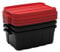 Keter Tuff Box 3x 37L Storage Boxes with Lid, Durable, Water Resistant, Large Capacity, Stackable, Black/Red