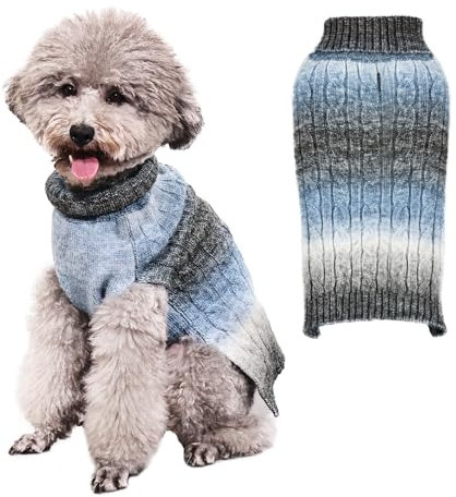 FWLWTWSS Hundepullover, Winter Warmer Hundepulli Weich Hundekleidung für Kleine Mittelgroße Hunde Rosa-M, Wolle, Blau, M, S, L, XL