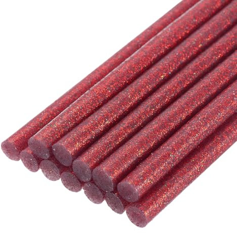 QUARKZMAN Mini Stick Colla a Caldo per Pistola Colla a Caldo 11mm x 100mm Rosso Glitterato 12pz