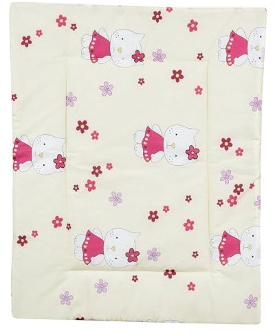 Baby Delux Wickelauflage Wickelunterlage 60x75 cm weiche Wickeltischauflage Baumwolle wasserdicht waschbar (Kätzchen beige)