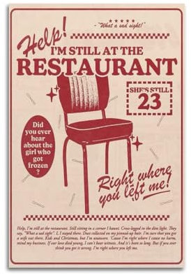 ZSLYMX Poster, Retro-Restaurant, rotes Marvel-Poster, dekoratives Gemälde, Leinwand, Wandposter für Schlafzimmer, Dekoration und Kunstdruck, moderne Familie, 30 x 45 cm