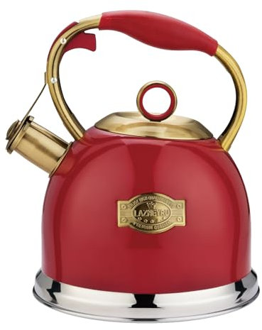 Hervidor de agua con flauta, 3 l, acero inoxidable, con mango resistente al calor, silbante para cocinas de inducción