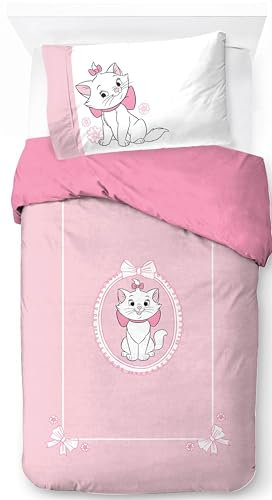Jay Franco Disney Aristocats 100% Baumwolle Einzelbett-Bettbezug-Set – Marie Kitty Bettwäsche Weiß Enthält Kissenbezug 50 x 70 cm