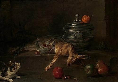 ARToPHIIU Immagini Moderni Murale Artistico Poster Stampe Quadri la Zuppiera d'argento di Jean Baptiste Simeon Chardin per Decorazioni per la Casa 60x90cm