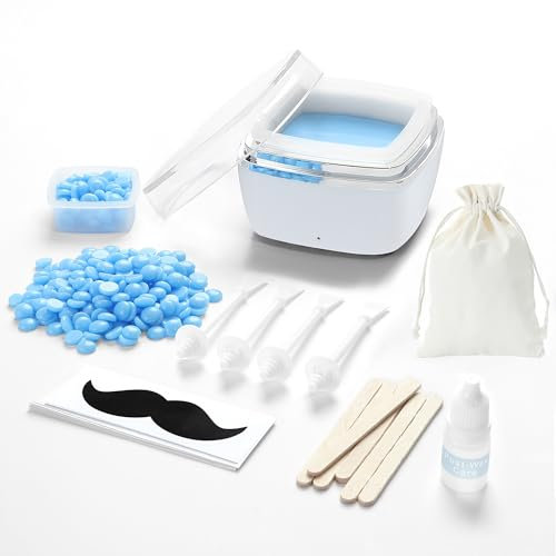 STORICANS Nose Wax Kit Men, Nose Hair Waxing Kit for Men,Portable Hair Removal Wax Warmer with 100g Wax, 10 Applicators, 30 NoseHair Sticks 1 Silicone Pots, 15-20 Times, Usb Rapid Heating,White