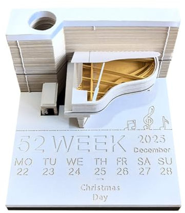 3D Klavier Kalender 2025, 3D notizblock Kalender 2025, 3D-Tränenpapierkalender 2025, Papier Schnitzerei Kunst für Piano, DIY Arbeitsplattendekoration