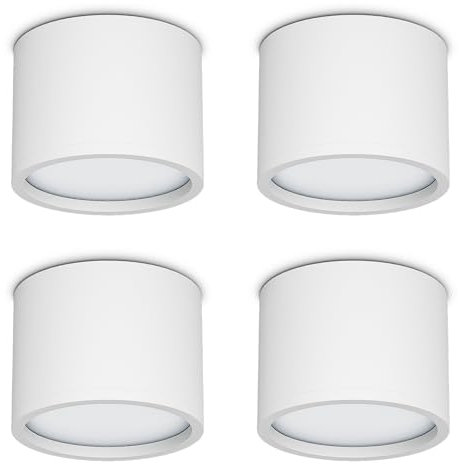 Klighten 4Pcs Aufbauspots - GX53 LED Deckenspots Aufputz, Spots Deckenleuchte Aufbaustrahler 80x60mm, Weiß Deckenstrahler Aufbauleuchte Flach Aluminium, 220V-Deckenlampe, Glühbirne nicht enthalten