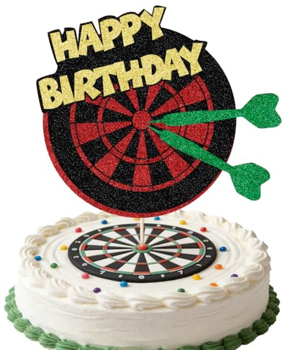 Sleyberoy‌ Darts Sports Competition Happy Birthday Cake Topper - Dart Party Supplies