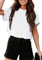 Tankaneo Crop Tops Damen Oversize Sport Oberteile Cropped Shirts Rundhals Loose Bauchfrei Sommertop Kurz T-Shirts.Weiß.S