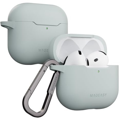 MAGEASY Design für AirPods 4 Case – Stoßfeste Schutzhülle für AirPods 4, fleckenresistent, glatt & hautfreundlich, unterstützt kabelloses Laden – Skin (Mirage Grau)