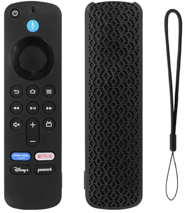 KNOXS Housse Silicone Coque Compatible avec Amazon Fire TV Stick 4K 2nd Gen, Antidérapant&Antichoc&Étanche à la poussière&Léger&Lavable Étui de Protection pour Télécommande (Noir)