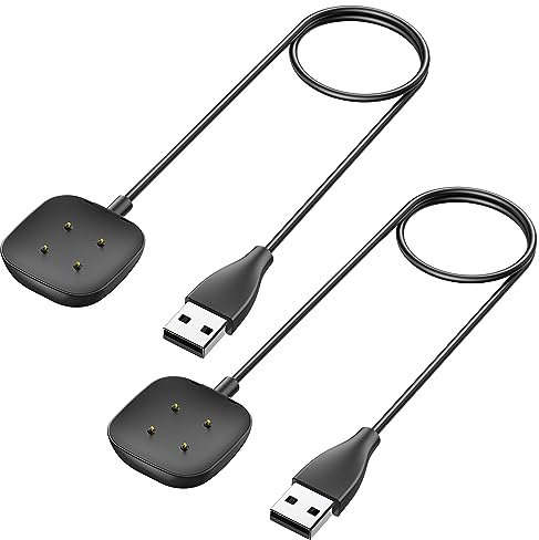 Wanme Charger for Fitbit Sense 2 /Sense-50cm, 2Pack USB Charging Cable Charger Cord Dock for Versa 3 /Versa 4