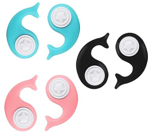 Swimming Ear Plugs,3 Pairs Waterproof Reusable Swim Earplugs Silicone Soft Adults Ear Plugs Noise Reduction for Swimming, Bath, Shower, Surfing(Pink, Blue, Black, One Size)