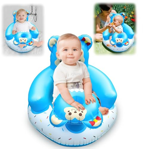 SilverChry Tragbares Aufblasbares Babysofa, Inflatable Baby Seat für Kleinkinder von 3–36 Monaten, Babysitz mit Rücken und Nackenstütze, Aufblasbarer Babystuhl für Reisen, Füttern, Sitzlernen(Tragen)