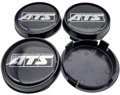 ATS Cup Lot de 4 cache-moyeux 56 mm noir brillant (N1056) avec logo argenté (ATG) – Couvercle de jante d'origine
