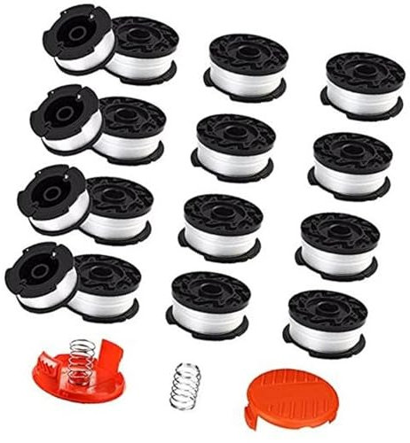 Rynplex 16-teilige Ersatzspule for Fadentrimmer, 40 Fuß 0,065 Zoll Autofeed-Ersatzspulen, for elektrische Fadentrimmer von Black and Deckr AF-100, Spulenabdeckkappe, 16 Spulen + 2 Spulenabdeckkappen +