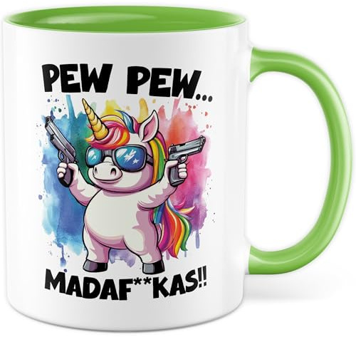 Witz Tasse mit Spruch – Geschenk Pew Pew… Madafakas!! – Kaffeetasse 330ml aus Keramik – Sarkasmus Humor Büro Kaffee-Becher