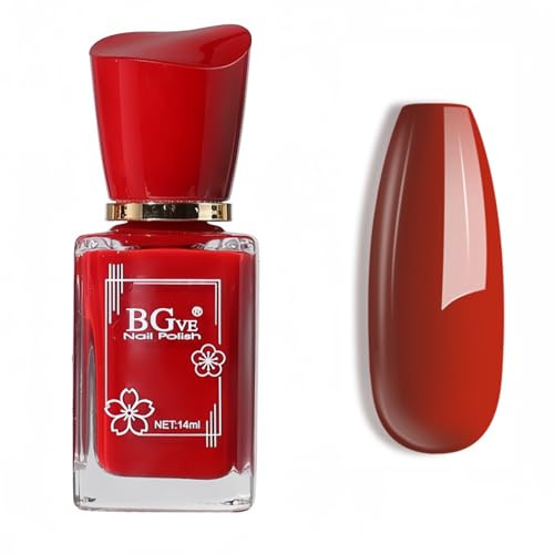Red Nail Polish,Bright Red Nail Varnish,Quick Drying Cherry Nail Varnish,Shiny Nail Polish No UV Needed,Long Lasting Chip Resistant DIY Manicure Decorations