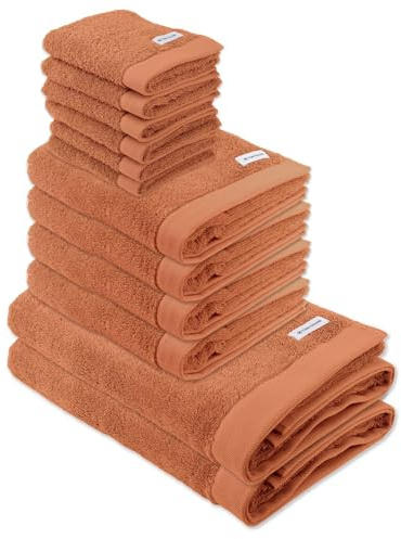 TOM TAILOR Handtuch Set, 12-TLG. - Color Bath, 2X Duschtuch, 4X Handtuch, 6X Gästetuch Koralle Set