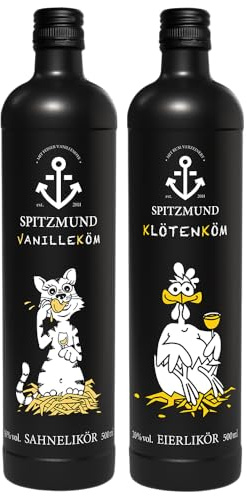 SPITZMUND Klötenköm Eierlikör | Deutscher Eierlikör mit Vanille & jamaikanischem Rum | laktosefrei, glutenfrei | ideal als Geschenk | 500 ml | 20% vol. | Set mit Vanilleköm