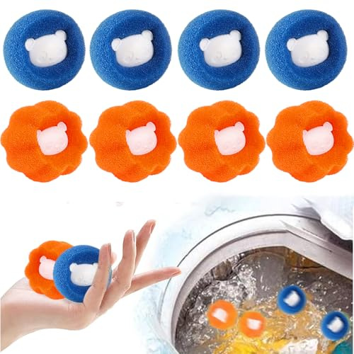 Cattura Pelo Lavatrice, 8 Pezzi Acchiappa Peli per Lavatrice, Raccogli Peli-Lavatrices Riutilizzabile, Rimuovi Efficacemente Pelo di Gatto, Cane e Altri Animali da Biancheria e Vestiti (Blu+Arancione)
