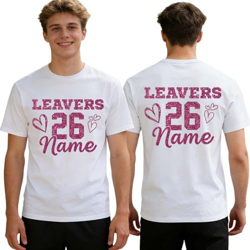 2026 Leavers Shirt Iron On Transfers for T Shirts - Personalised Iron On Vinyl Decals | Custom Tshirt Leavers Shirt Decorations | School Leavers Tshirt Iron On | Leavers Shirt S-3XL